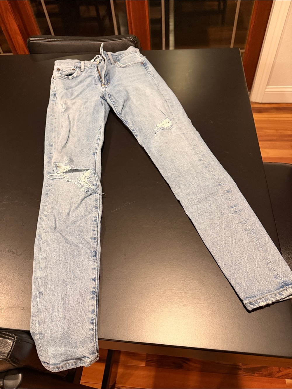 Agolde Women's Skinny Jeans in Light Blue Distressed